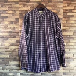 Mens Vintage XXL Wrangler Riata Purple/Black Plaid Button Down Shirt EUC